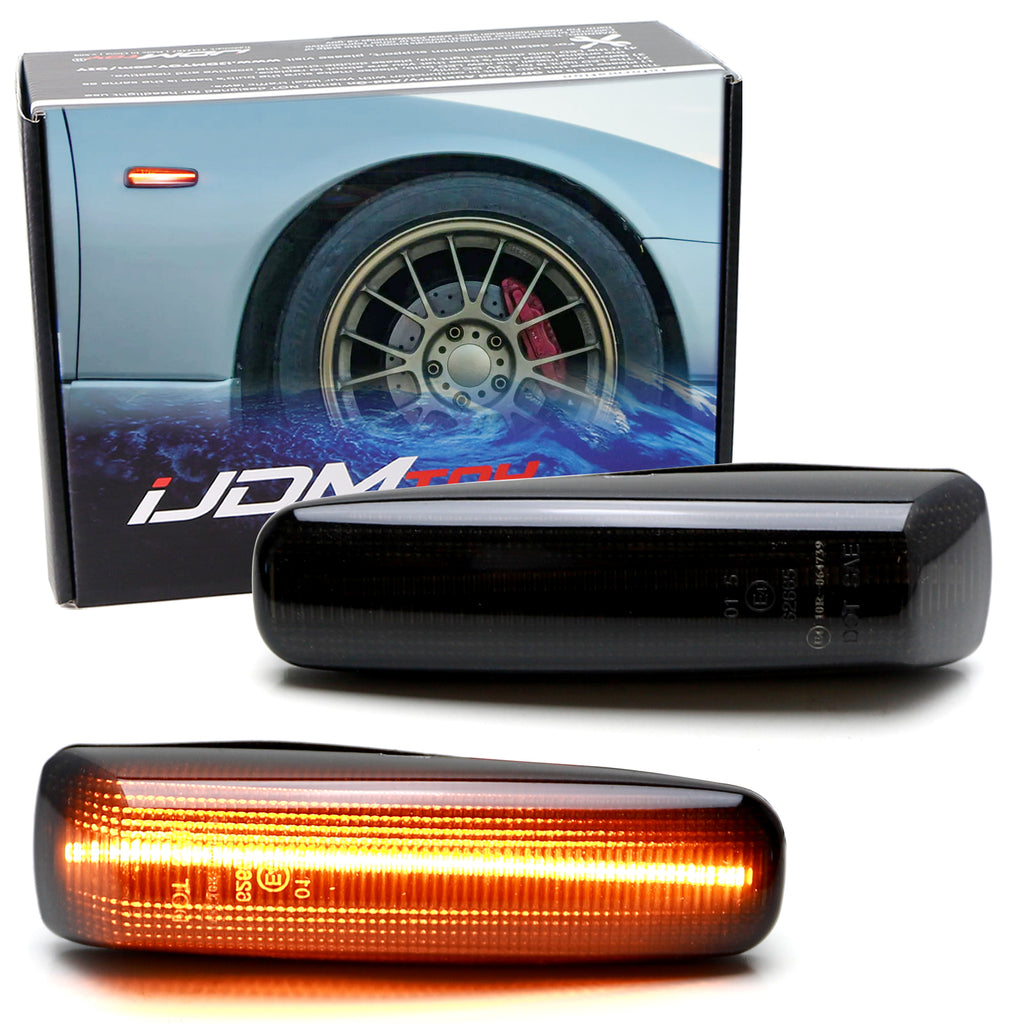 JDM-Spec Smoked LED Sequential Blink Side Marker w/ Wires For 90 