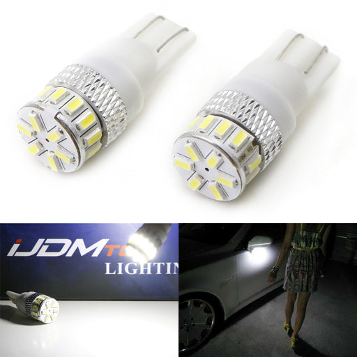 (2) Xenon White 168 2825 18-SMD T10 LED Bulbs For Under Mirror Puddle Lights