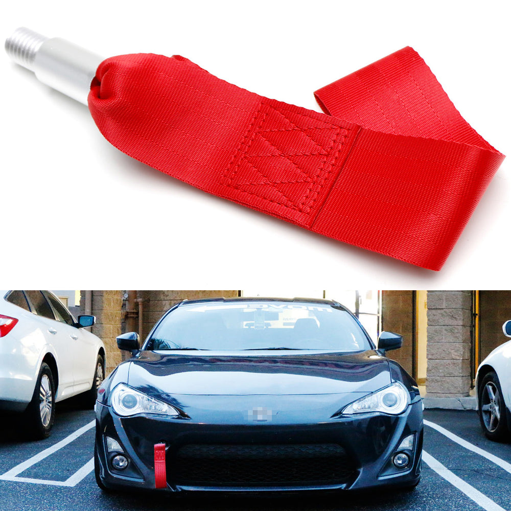 Racing Style Tow Hook Mount Sports Red Towing Strap For Subaru BRZ