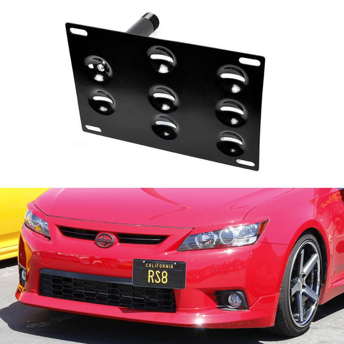 No Drill Front Bumper Tow Hook License Plate Mounting Bracket Adapter Kit For 2011-2013 Pre-LCI Scion tC-iJDMTOY