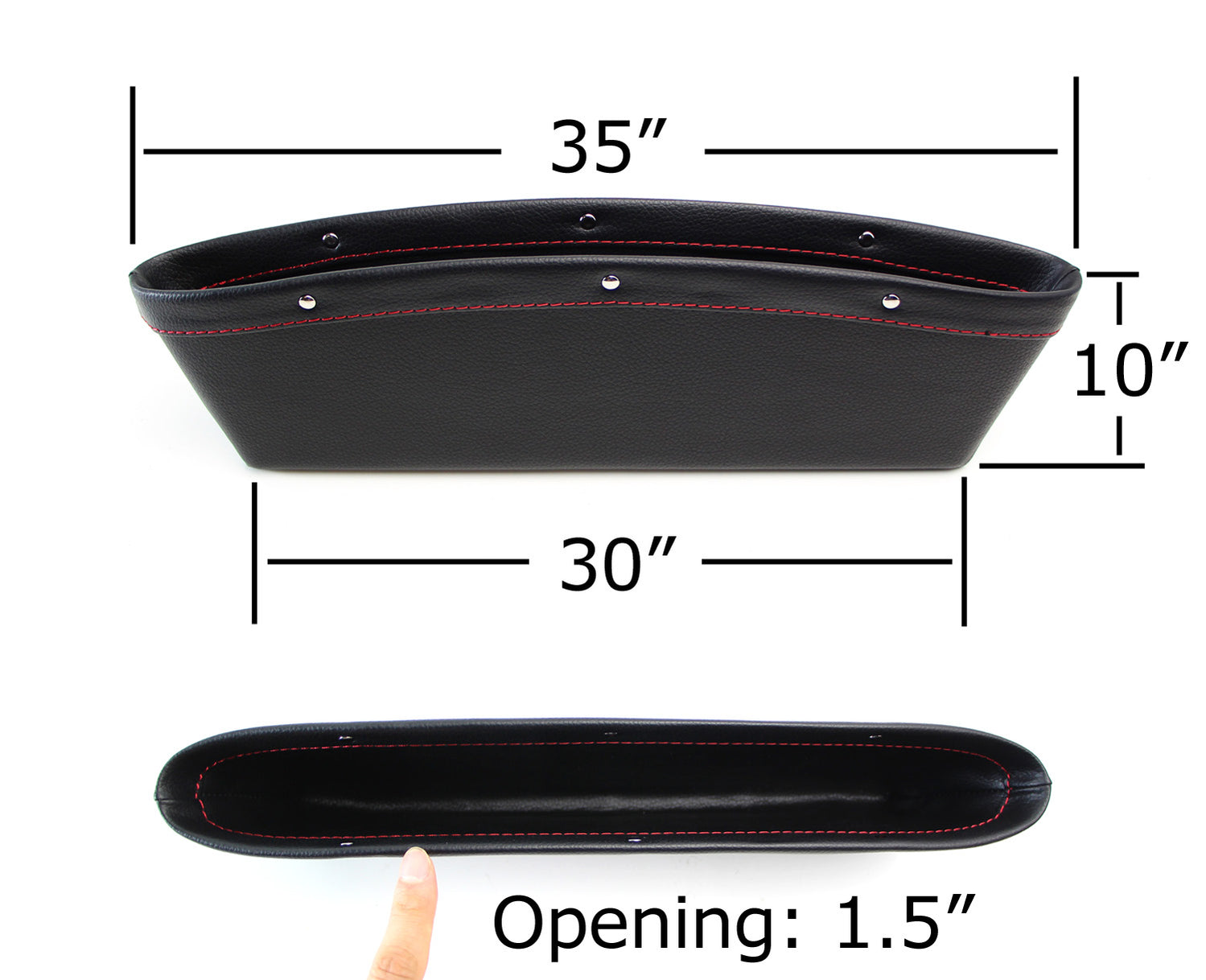 Black Leather Car Side Pocket Organizers, Car Seat Catchers For Key, W