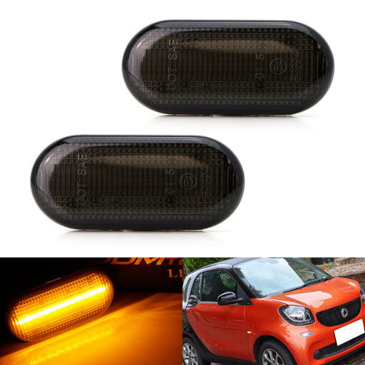 Smoke Lens Amber Full LED Side Marker Light Light Kit For 16-up Smart Car Fortwo