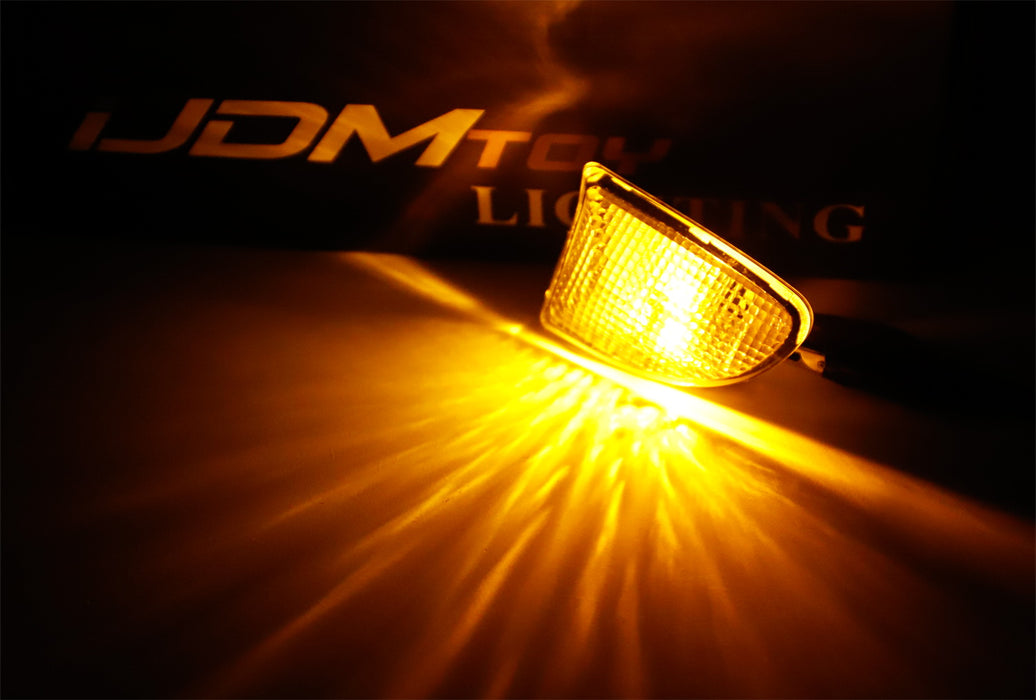 OEM-Spec Dark Clear Lens Side Marker Lamps w/ Amber LED Bulbs For 2007-15 Smart