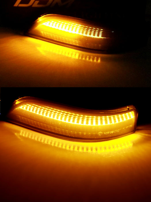 Smoke Lens Full LED Strip Sequential Blink Side Mirror Lamps For 05-13 Acura RL