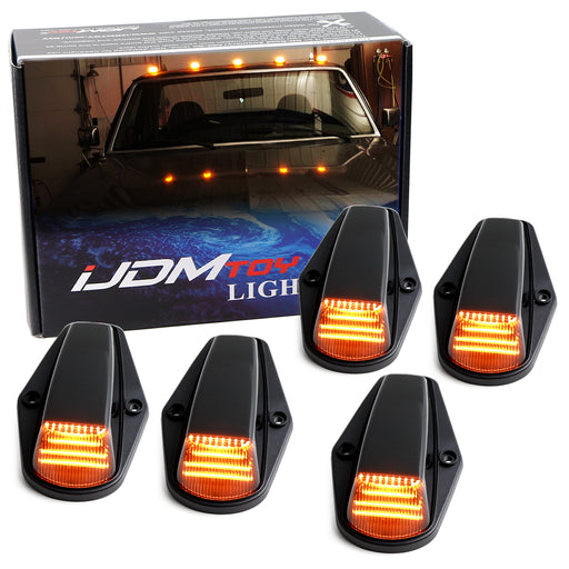 5pc Smoked Lens Amber Full LED Cab Roof Marker Lights For Ford 1980-97 F150 F250