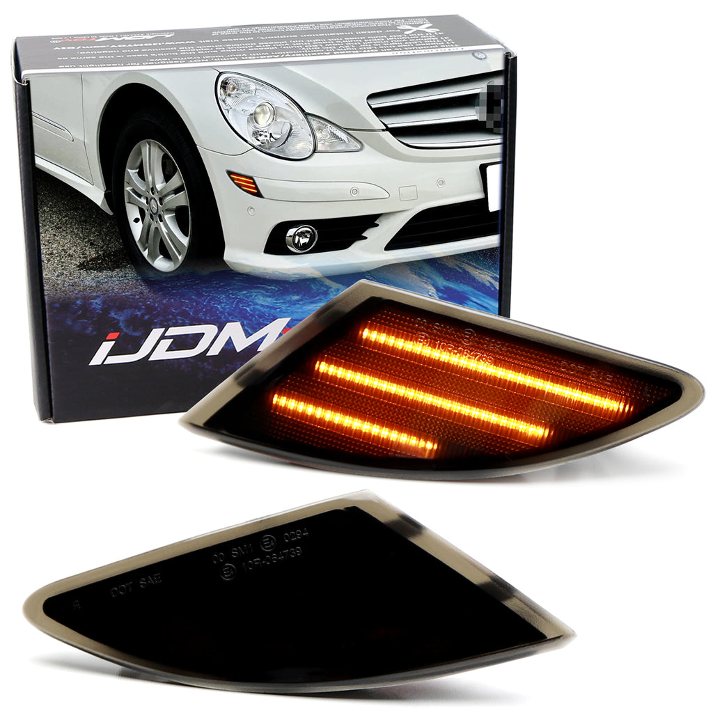 Smoke Lens Amber Full LED Side Marker Lights For 2006-2010 Mercedes W2 —  iJDMTOY.com