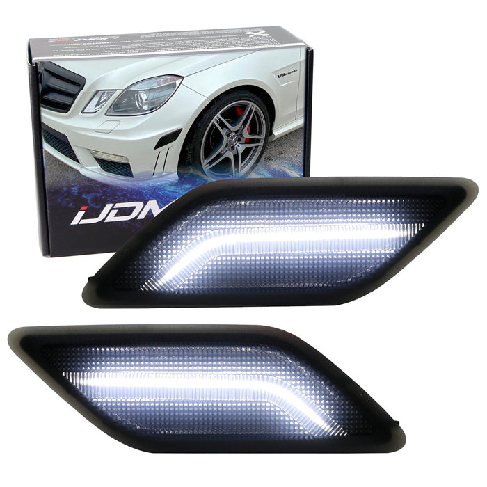 IJDMTOY Smoked White LED Side Marker Lights For 2010-2013 Mercedes E-Class W212
