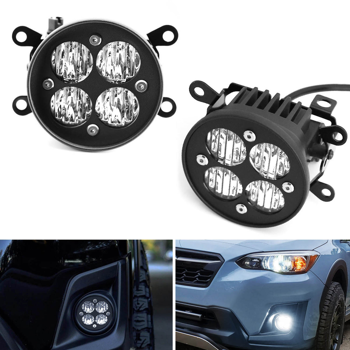 Clear Lens 24W LED Wide Angle SAE Flood Beam Fog Light Kit For Subura ...