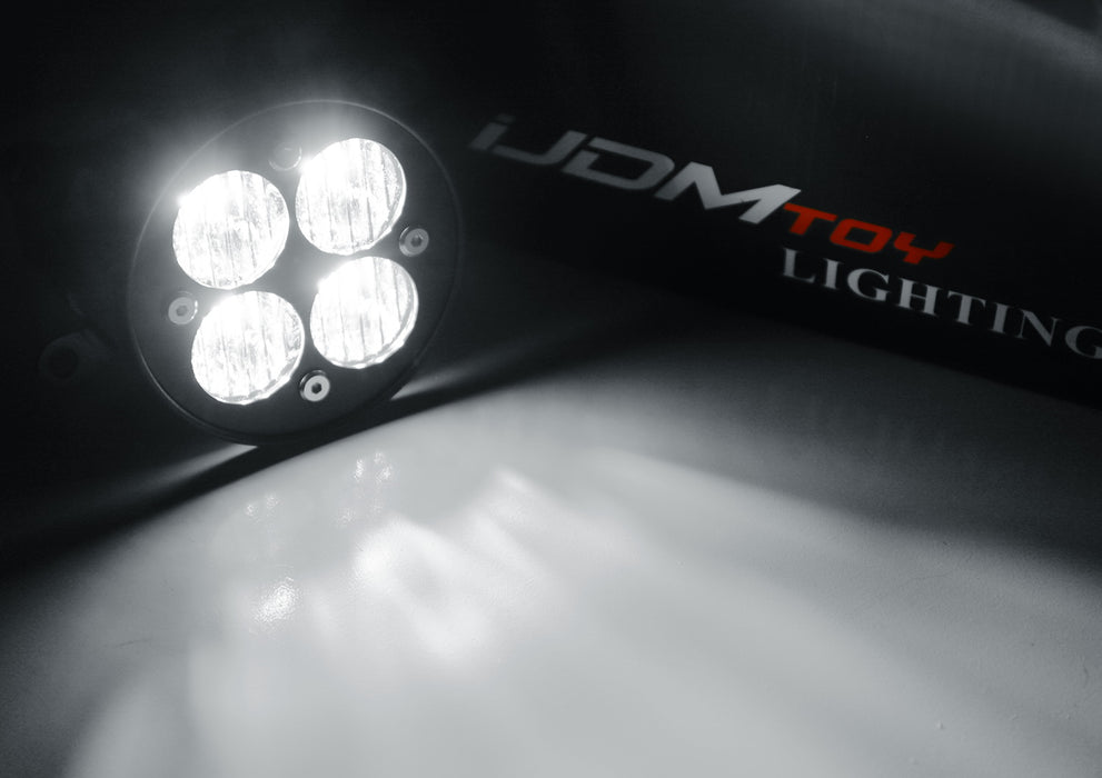 Clear Lens 24W High Power LED Wide Angle SAE Flood Beam Fog Light Kit w/Brackets