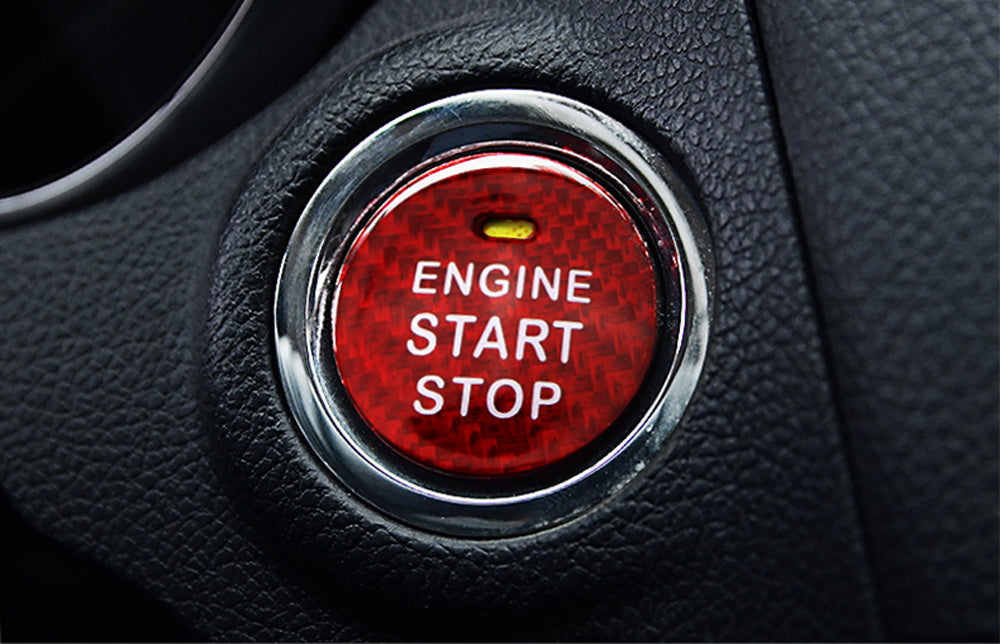 Red Real Carbon Fiber Engine Push Start Button For Subaru BRZ Crosstrek WRX STI