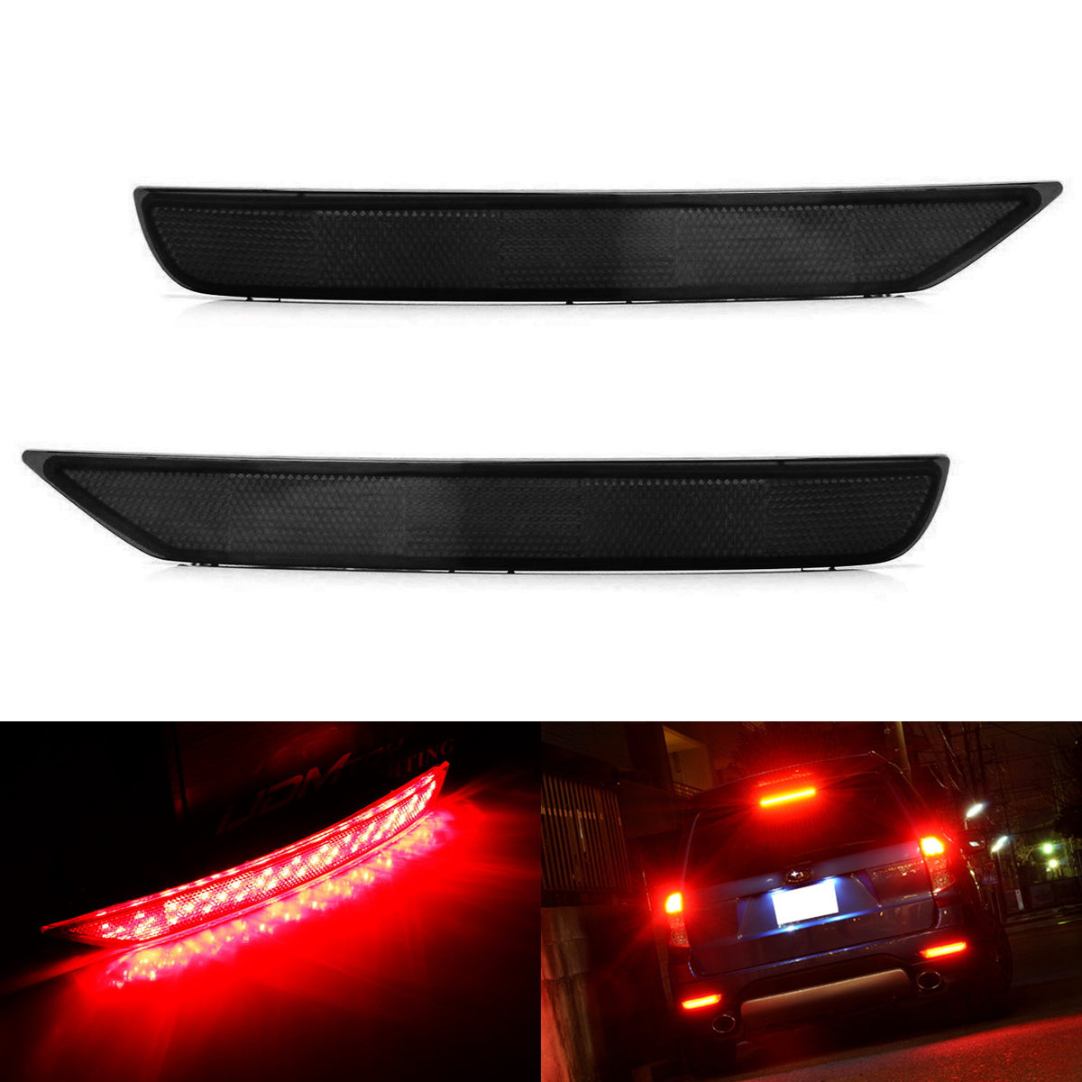 IJDMTOY Smoked LED Bumper Reflector Marker Lights For 2013-2015 Honda Civic Sedan