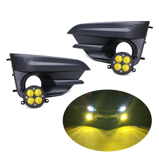 Yellow Lens LED Wide Angle SAE Flood Beam FogLight Kit For 17-19 Subaru Impreza
