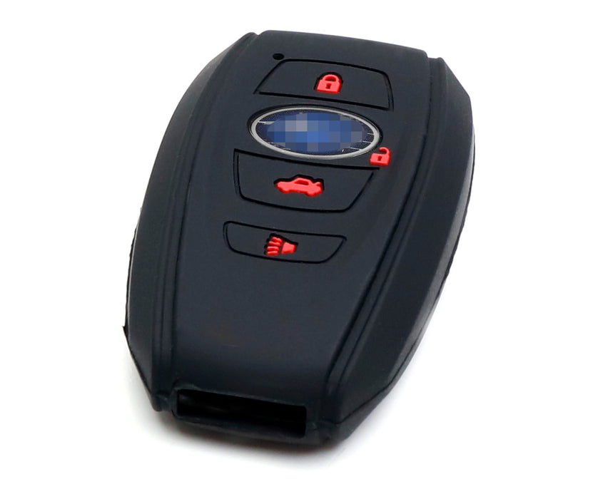 Black Silicone Key Fob Cover w/ Red Keys For Subaru BRZ Legacy Impreza WRX/Sti