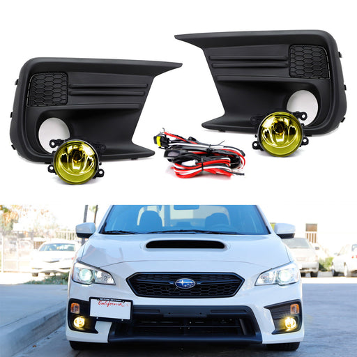 Yellow Lens Halogen Fog Light Assy w/ Bezel Wiring Kit For 18-21 Subaru WRX/STI