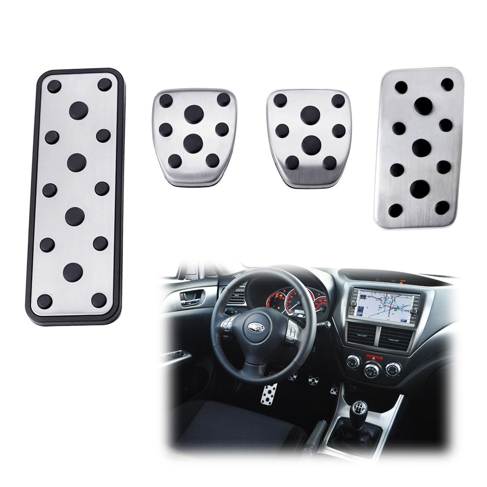 4pc Set Track Design Silver Foot Pedal Covers For Subaru Outback Legacy Manual T