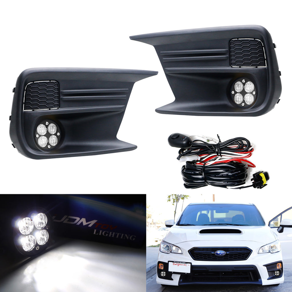 Clear Lens LED Wide Angle SAE Flood Beam Fog Light Kit For 18