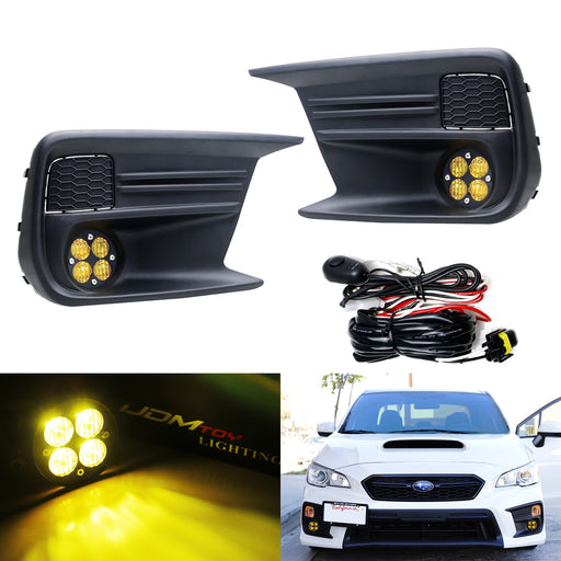 Yellow Lens LED Wide Angle SAE Flood Beam Fog Light Kit For 18-21 Subaru WRX/STI