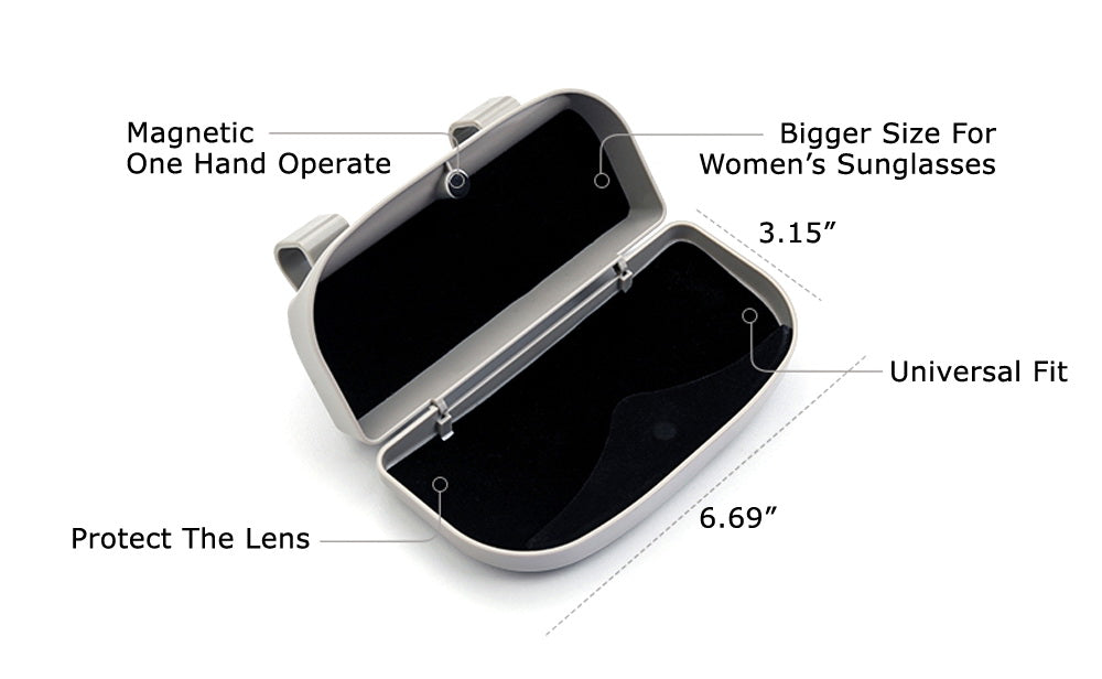 Grey Universal Fit Car Sun Visor Snap-On Clip Mount Eye Glasses Case Holder  Box — iJDMTOY.com