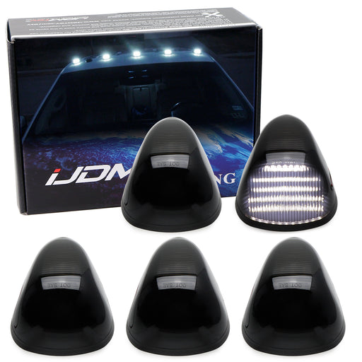 5pc Smoked Lens White Full LED Cab Roof Marker Lights For Ford 1999-06 F250 F350