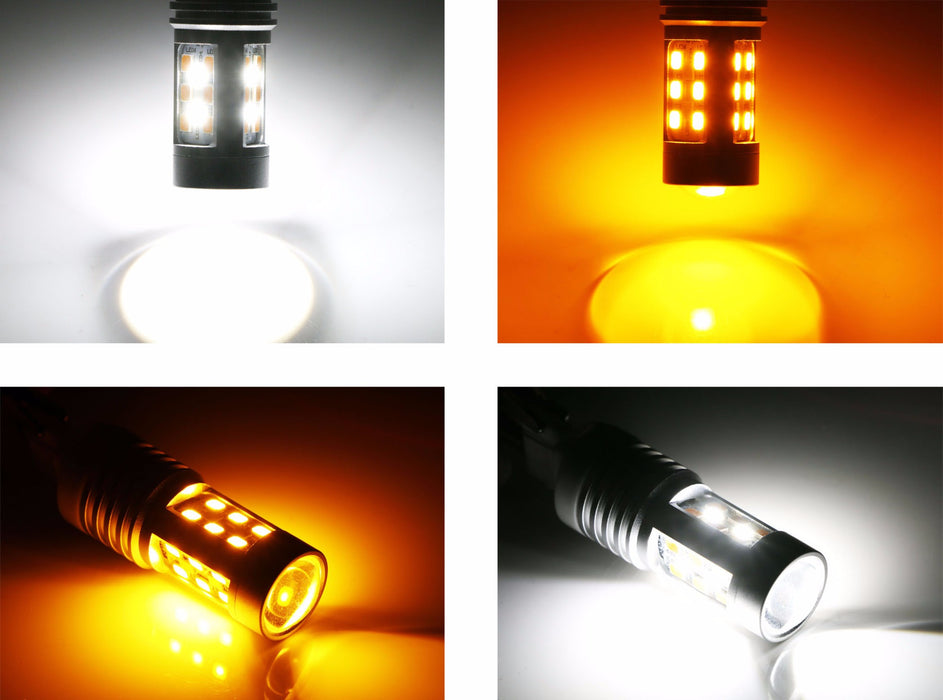 White/Amber High Power 28-SMD 1157 Switchback LED Bulbs For Turn Signal Lights