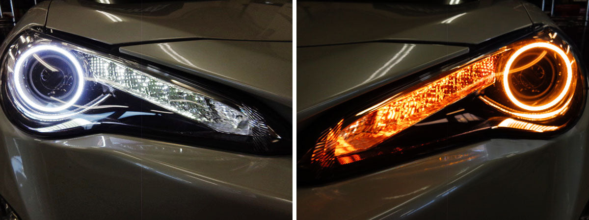 Amber/White Switchback LED Angel Eyes Halo Rings For 13-up Scion FR-S Subaru BRZ