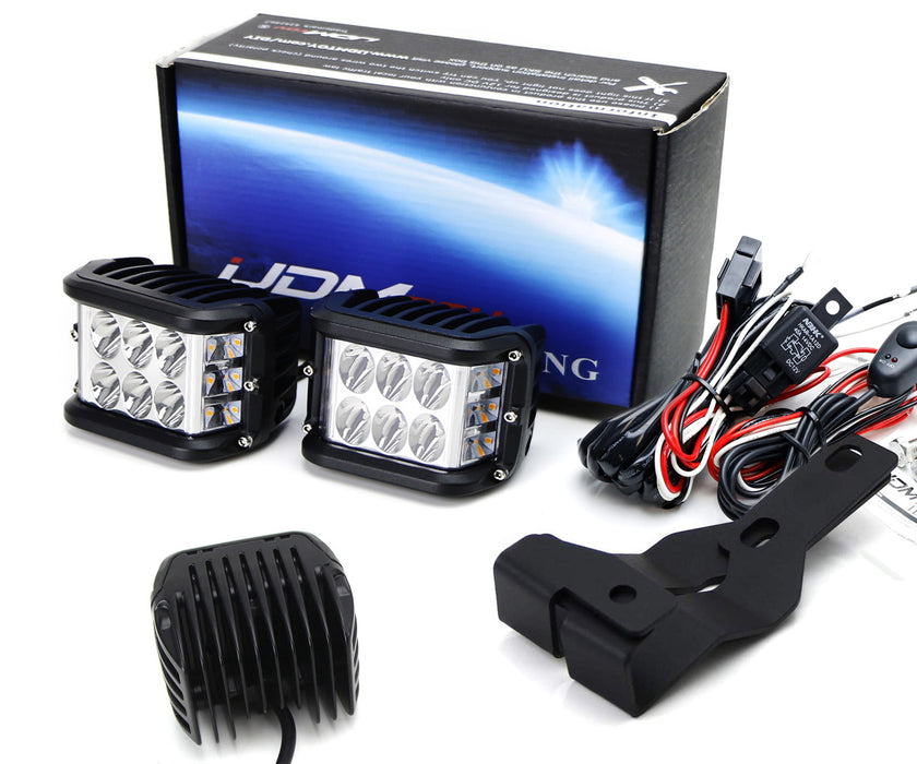 White LED A Pillar Driving Lights w/Amber Strobe Feature For 05-15 Toyota Tacoma