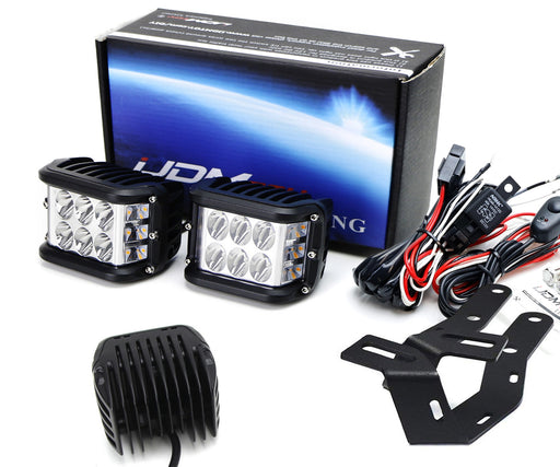 White LED A Pillar Driving Lights w/Amber Strobe Feature For 16-23 Toyota Tacoma