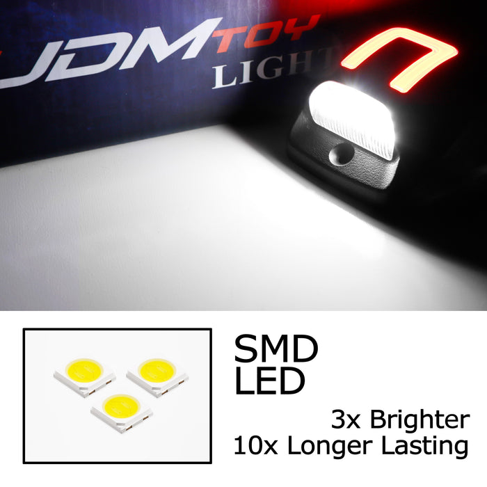 White 18-SMD LED License Plate Lamps w/ Red U-Shape Tail Light For Tacoma Tundra