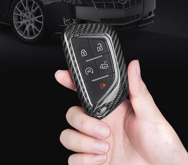 Real Black Carbon Fiber Smart Key Fob Cover For 20+ Cadillac ATS CT4 CT5 CT6 XT4