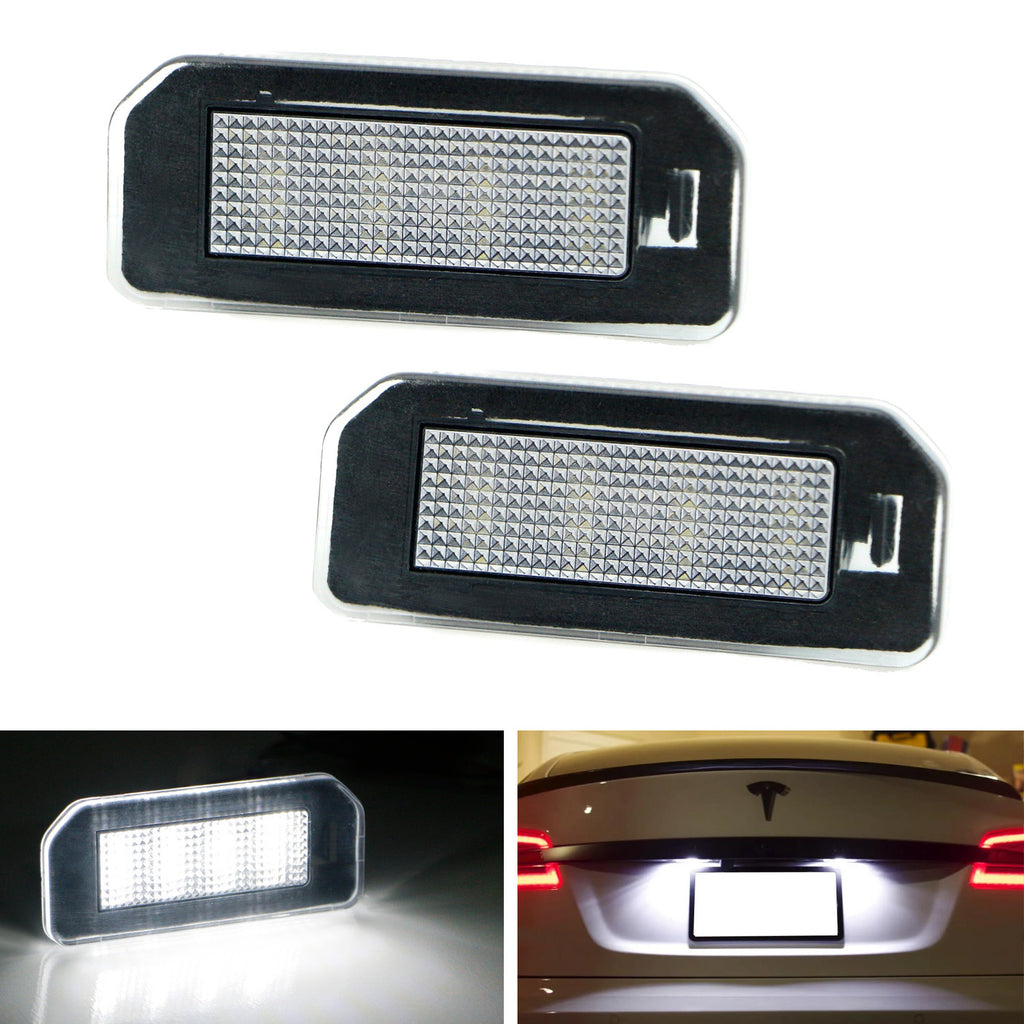 2x White LED CANBus License Plate Lights For Tesla Model S (2012-2016) - Error Free