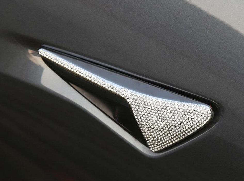 Crystal Bling Chrome Sidemarker Decoration Cover Trims For Tesla Model 3 S X