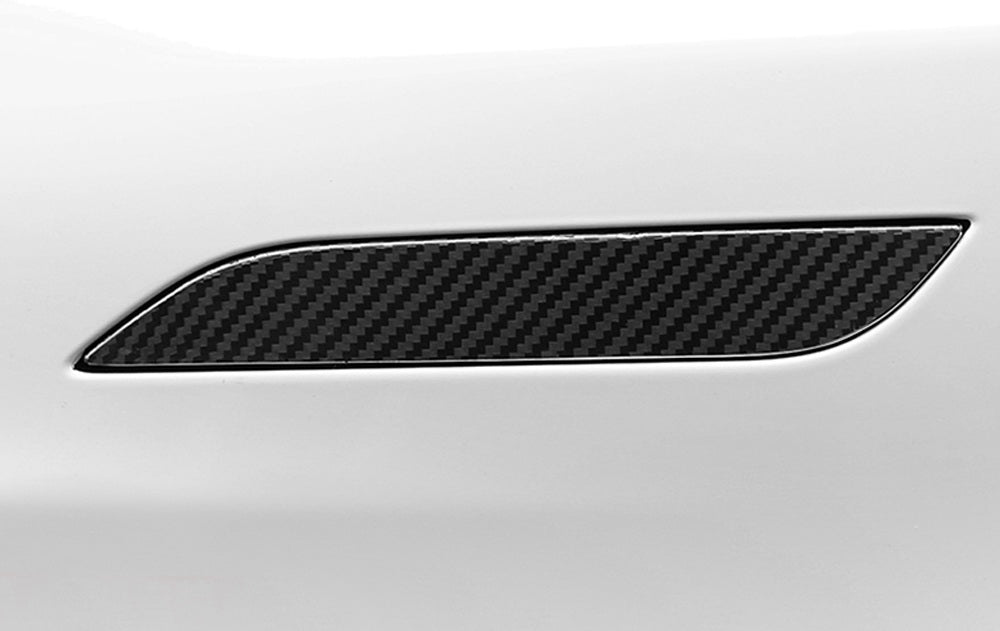 4pc Carbon Fiber Side Door Push Handle Decoration Cover Trims For 12-up Tesla S