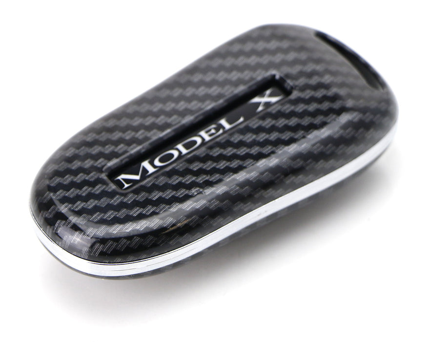 Black Glossy "Carbon Fiber" Pattern Key Fob Shell Cover For 16-21 Tesla Model X