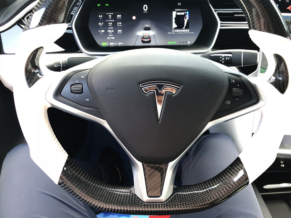 Gloss Black Real Carbon Fiber Steering Wheel Lower Trim For Tesla Model S and X