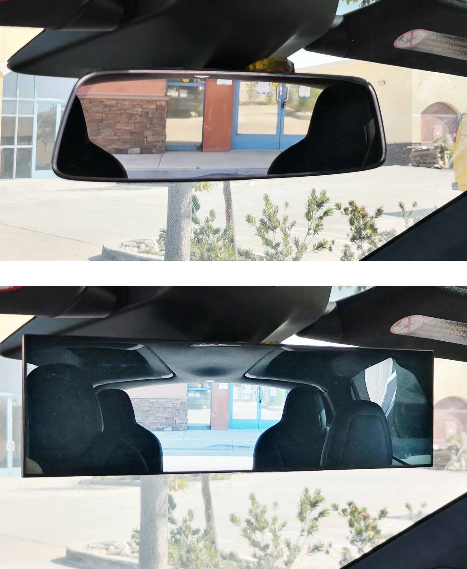Clear 240mm Wide View Anti-Glare Curve Clip On Rearview Mirror For Tes ...