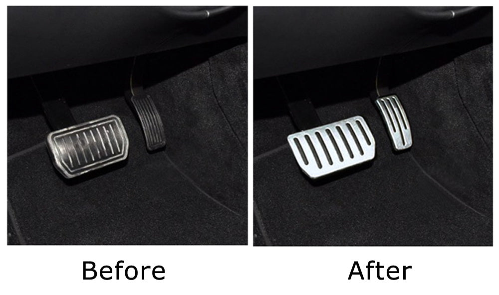 tesla brake pedal 2pc Silver Accelerator And Brake Foot Pedal Covers For 2012-up Tesla S, 15-up X — iJDMTOY.com