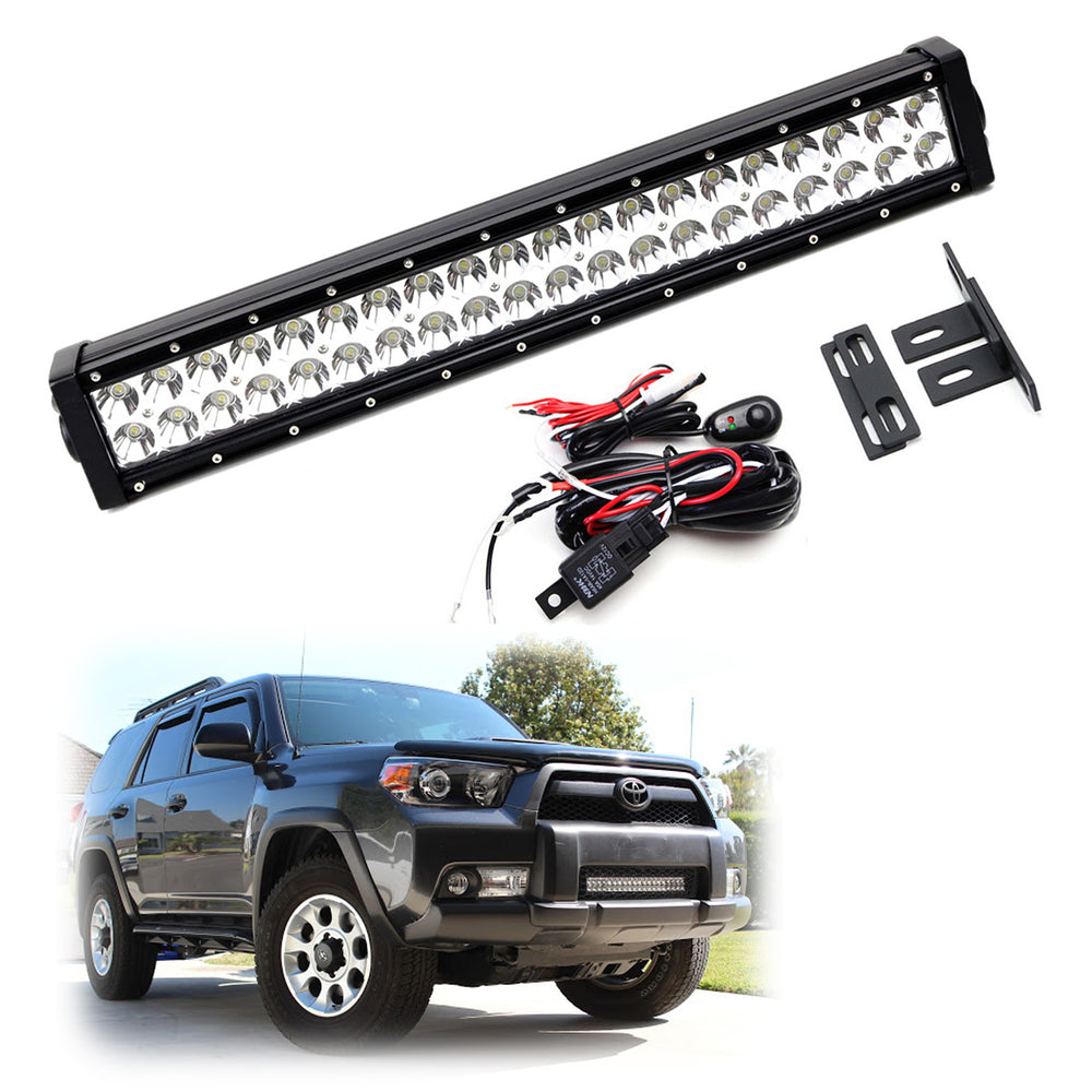 20" 120W LED Light Bar w/ Behind Grille Mounts, Wiring For 10-13 Toyota 4Runner