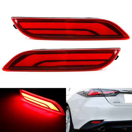 Red Lens Full LED Bumper Reflector Tail & Brake Lights For 2018-up Toyota Camry