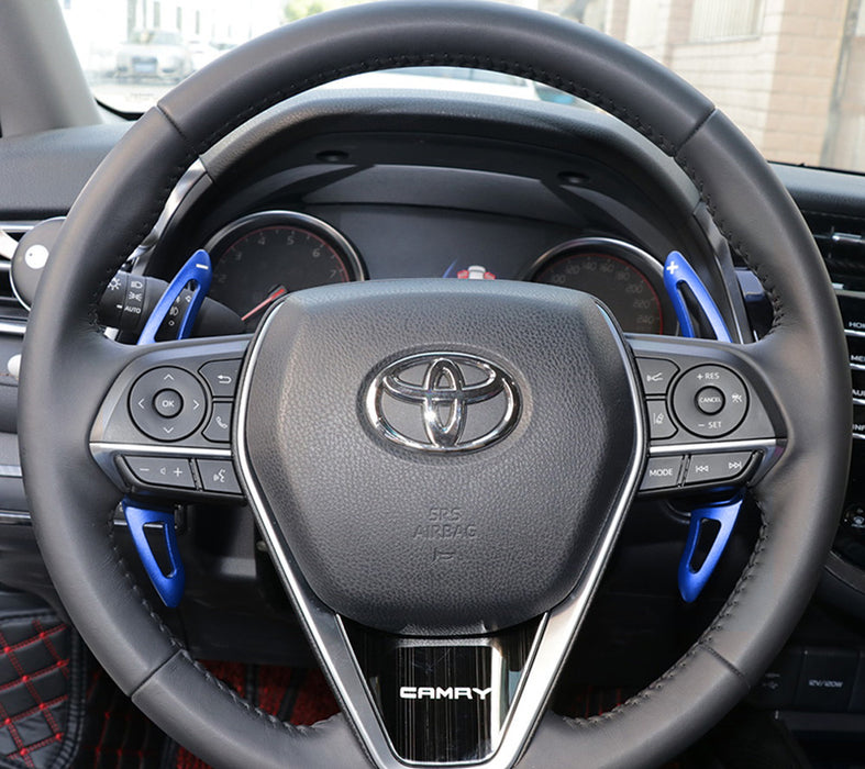 Blue Steering Wheel Larger Paddle Shifter Extension Cover For 18-up Toyota Camry