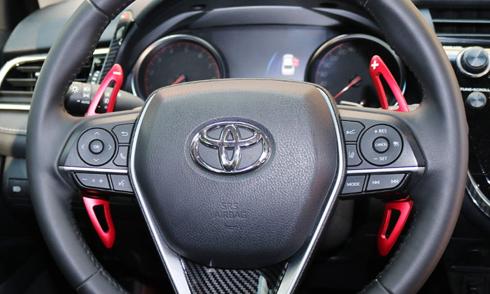 Red Steering Wheel Larger Paddle Shifter Extension Covers For 18-up Toyota Camry