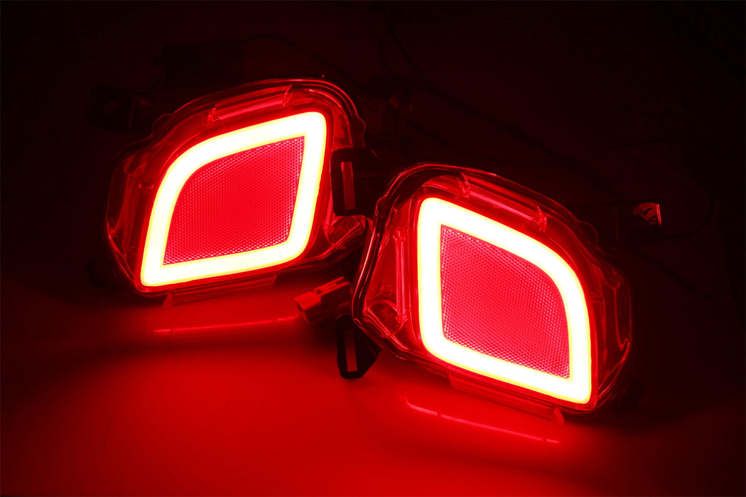 Red Rear Fog Light LED Rear Fog Lights Bumper Reflector Brake Running Lamps For 2014-19 H ...