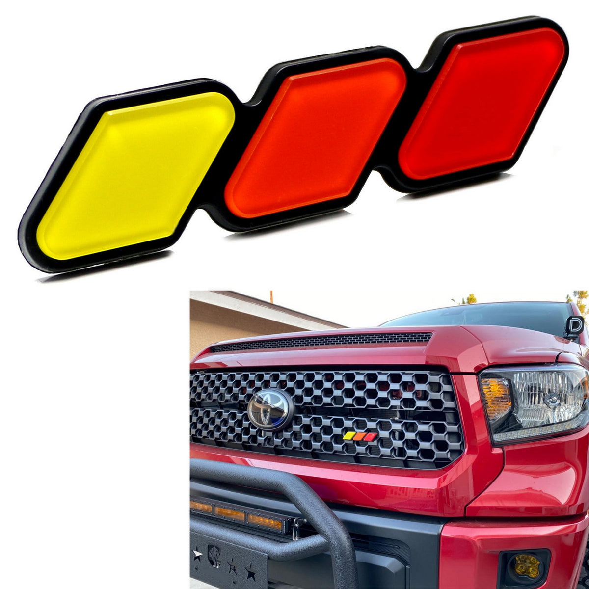 3-Color Stripe Grille Badge Emblem w/No Removal Toggle Anchor