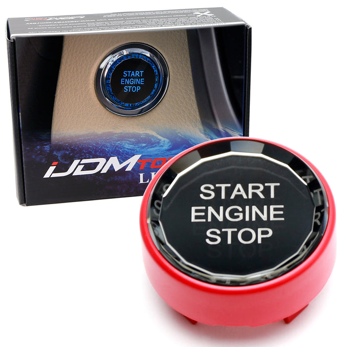 Red Trim Crystal Engine Push Start Button For 20+ Camry Tundra Corolla Sienna