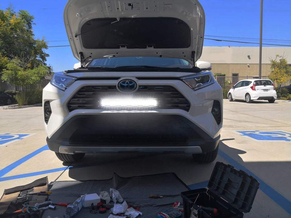 thumbnail image 2 of HIGH Flying LED Grille Lights For Toyota RAV4 2019-2024 - Front Center Insert Smoked Lens (Not For Prime & Adventure) 2 of 13