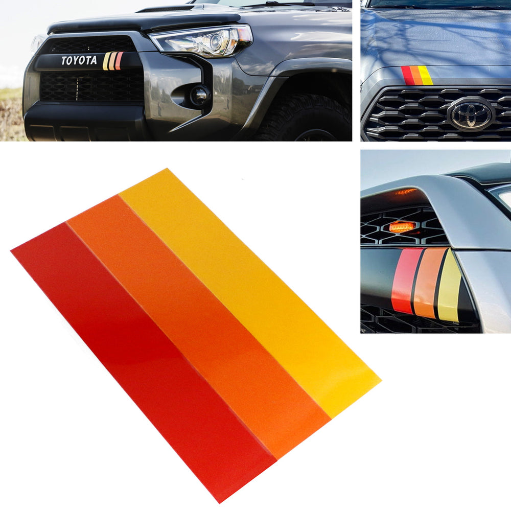 10-Inch Classic Retro Style Tri-Color Stripe Decal Sticker For Toyota/Lexus, etc