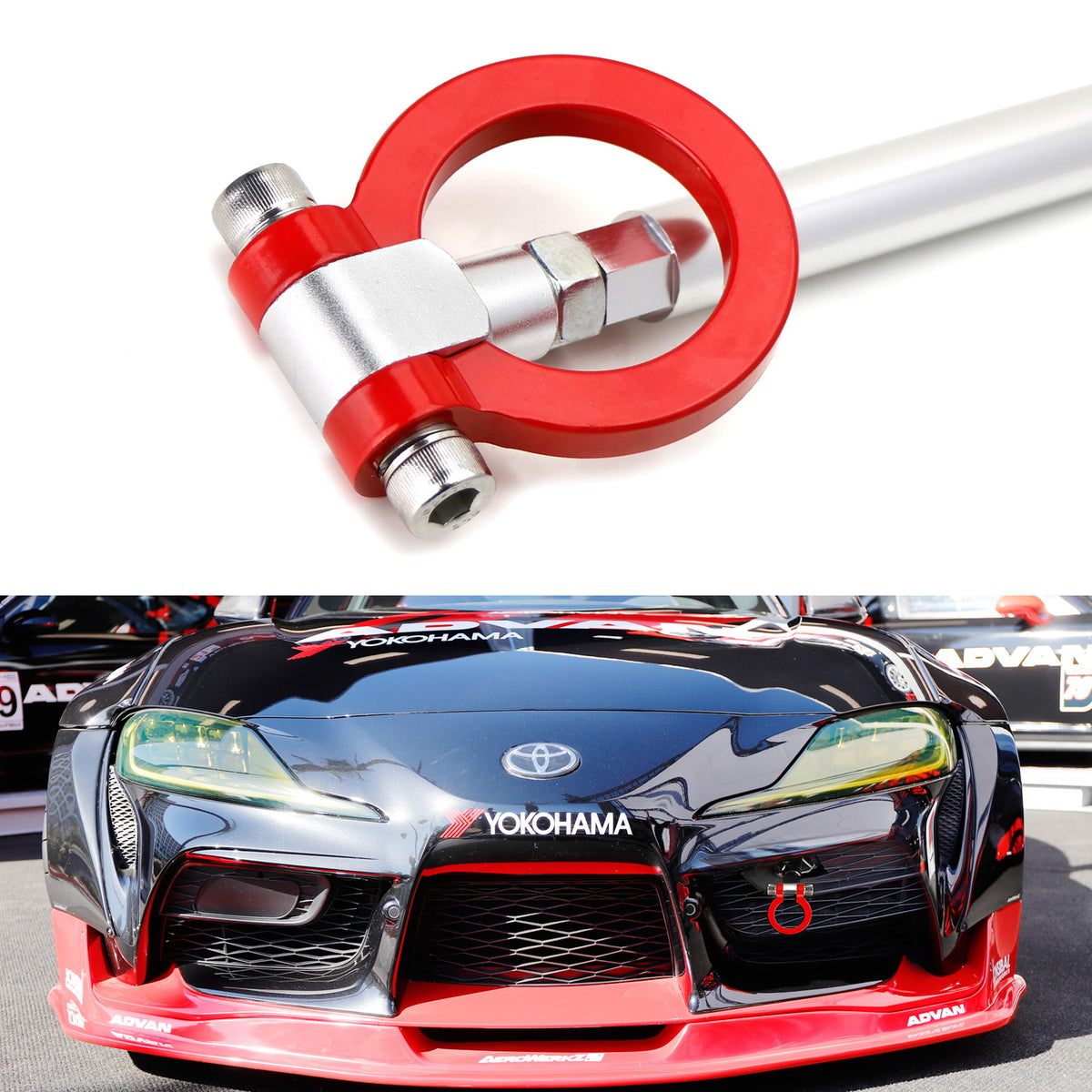 Xotic Tech Red Racing Style Tow Hook Decoration For Nissan 370Z - Front Bumper - ABS Plastic