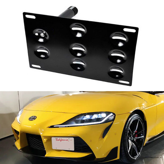 JIAHCN No-Drill Front Bumper License Plate Mount - Tow Hook Bracket Holder For Cadillac CTS ATS (2008-2019)