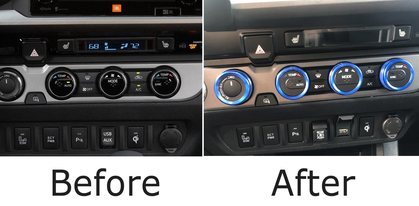 Blue AC & 2WD/4WD Switch Knob Ring Covers For 2016-2023 Toyota Tacoma – IJDMTOY
