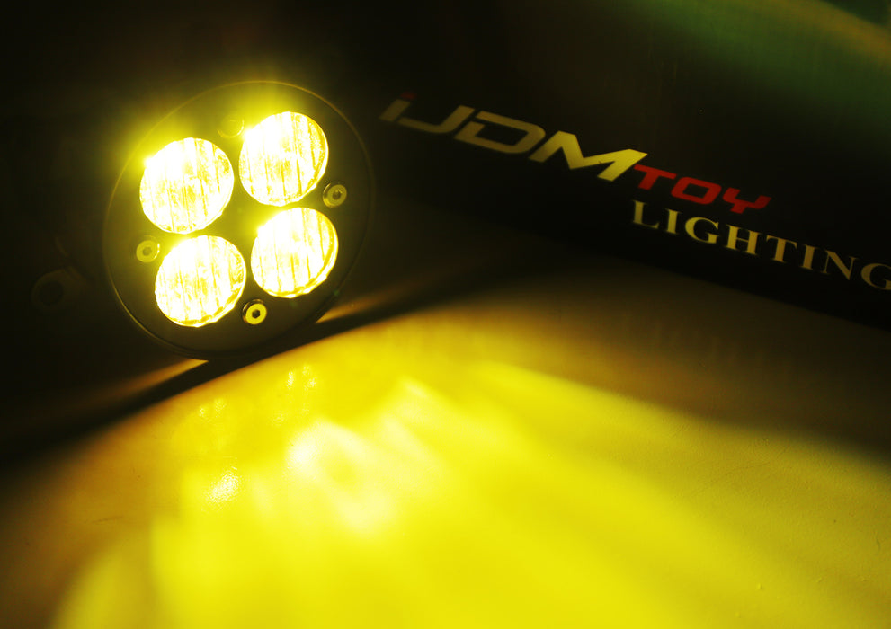 Yellow Lens LED Wide Angle SAE Flood Beam Fog Light Kit For 14-21 Toyota Tundra
