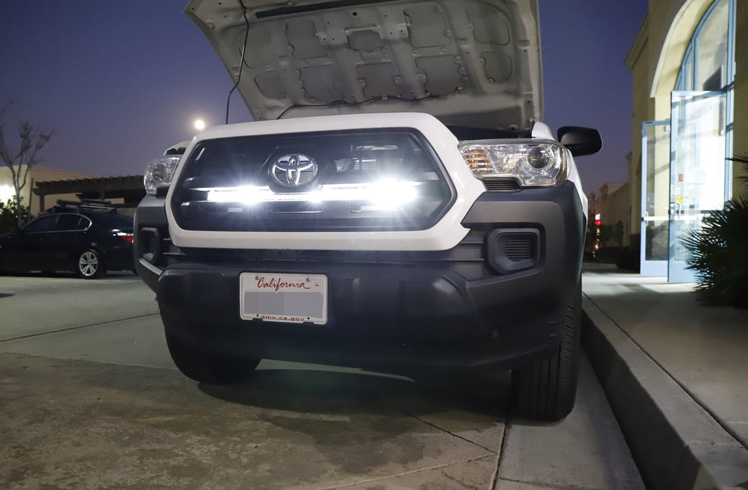 150W 30" LED Light Bar w/ Behind Grille Brackets, Wiring For 16-23 Toyota Tacoma
